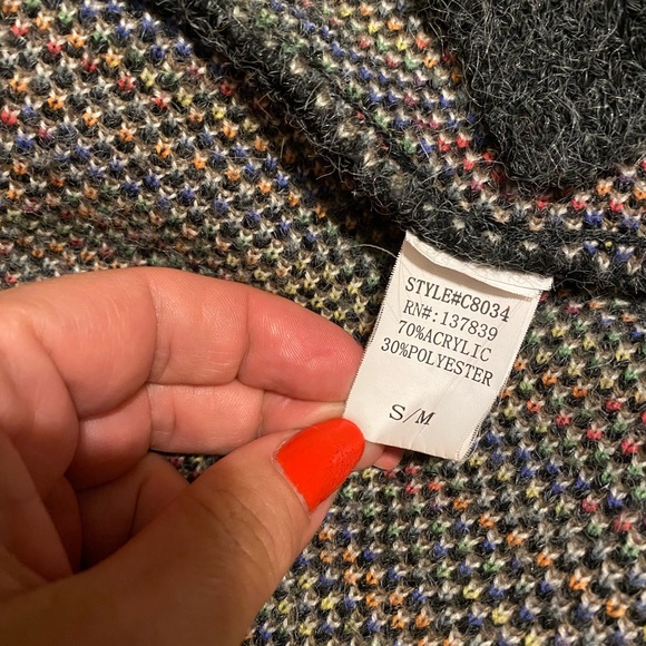 Debut Aztec Print Oversized Open Draped Cardigan Sweater S/M - Picture 14 of 14